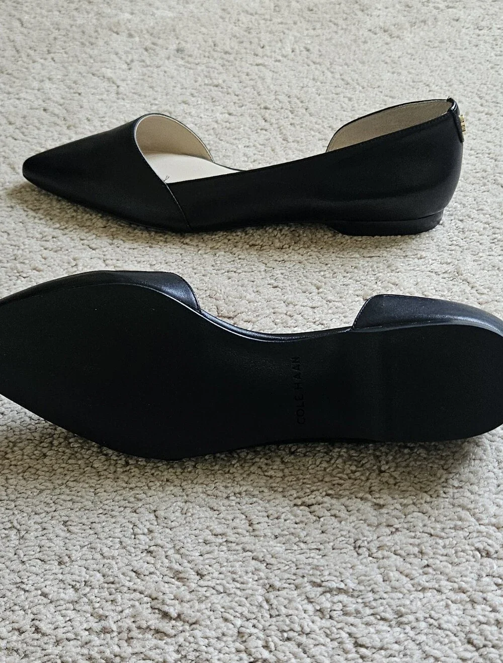 Cole Haan Bambra Skimmer II Black Leather Pointed Toe Flats  8.5